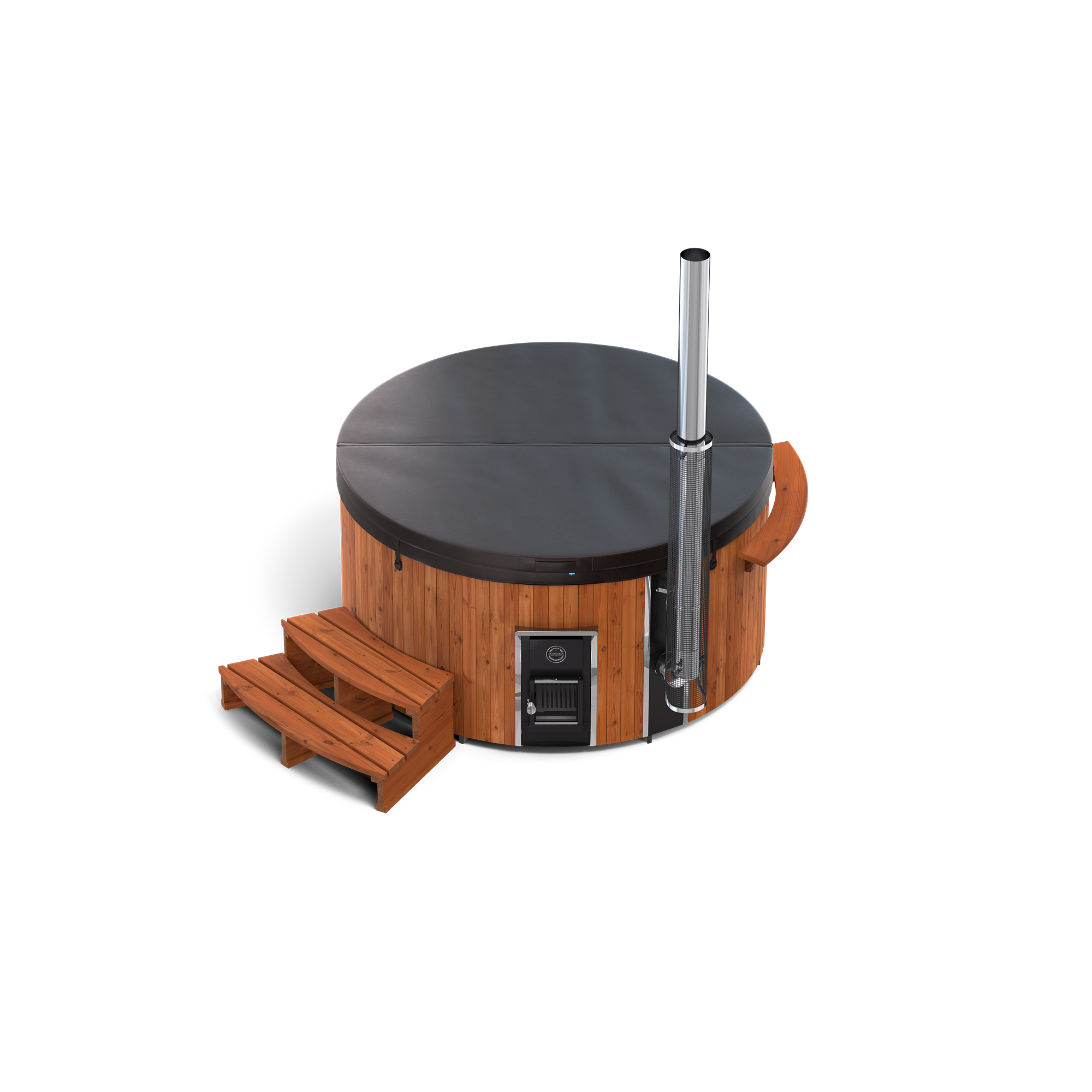 Skargards Regal hot tub with benches and a smoke detector attached.