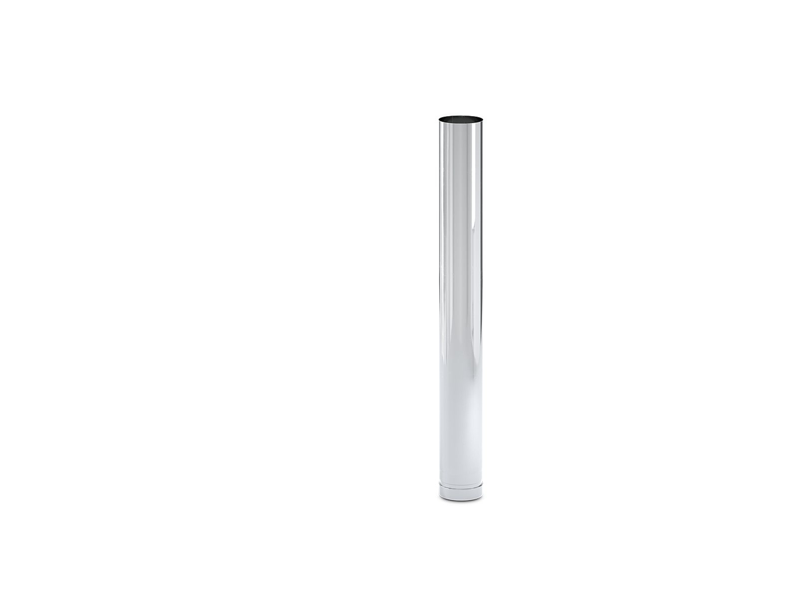 A tall, slender cylindrical object with a metallic finish against a white background.