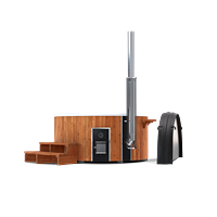 Skargards Regal hot tub with wood stove and accessories.