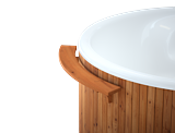 A side table for Skargards Hot Tubs, transparent design.