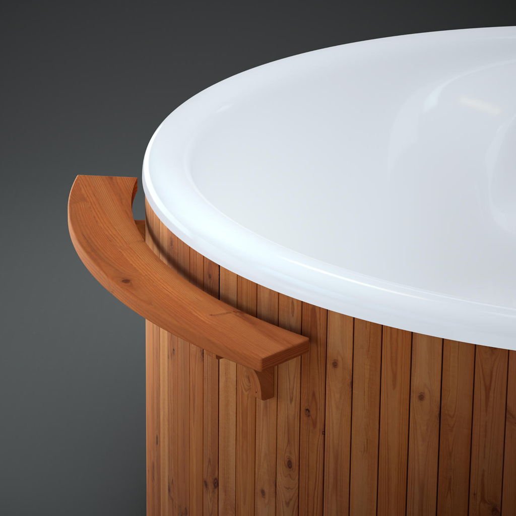 Hot tub drink holder - wooden side table from Skargards