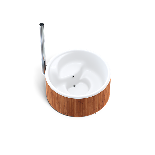 A Skargards Regal hot tub with a sleek design and wooden base.