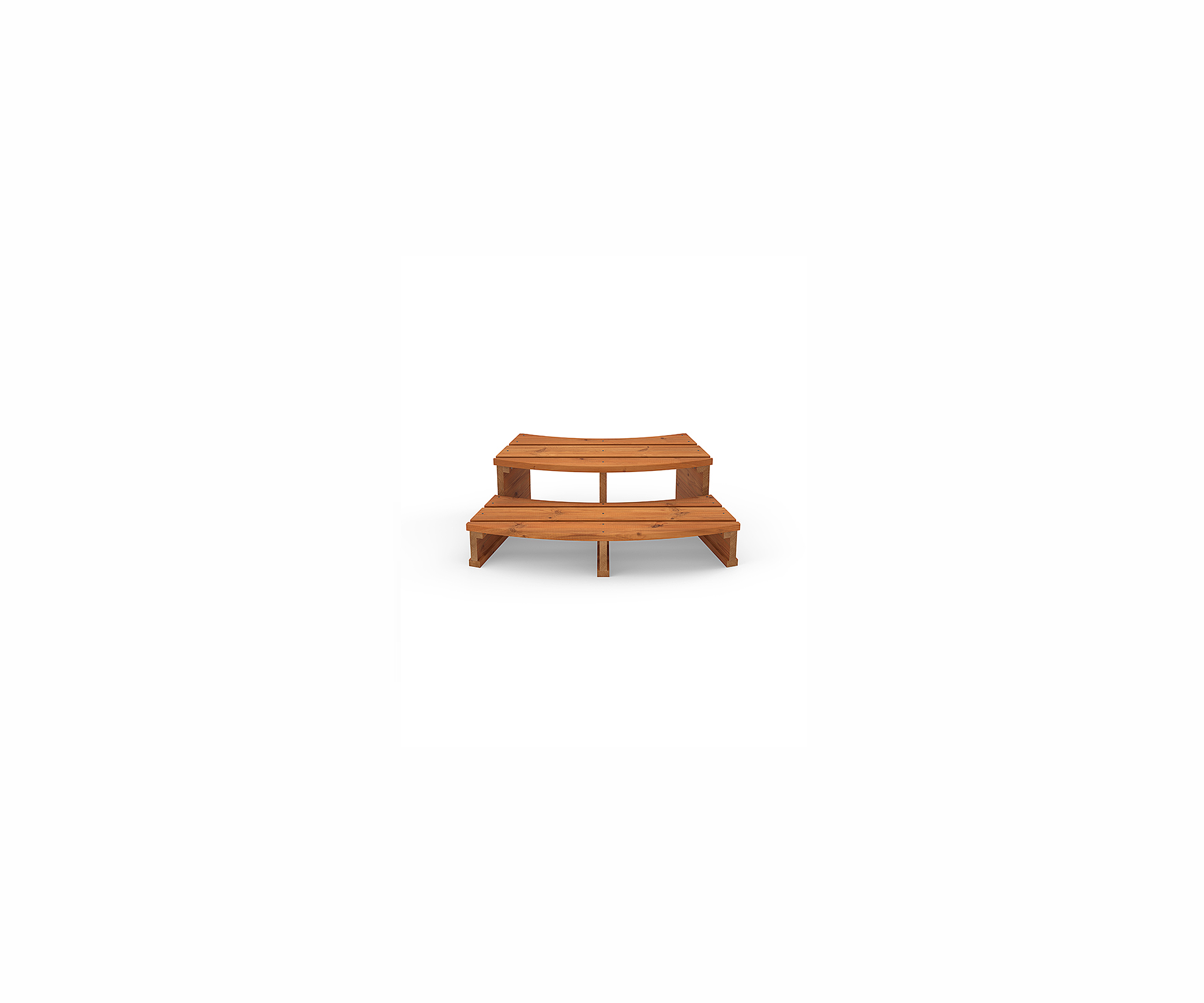 Wooden sidetable with a light brown finish and curved legs against a white background.