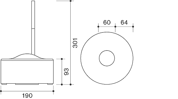 A technical sketch of the Skargards Panel 190, displaying its dimensions.