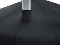 Black canvas cover for Skargards hot tub with silver pole.